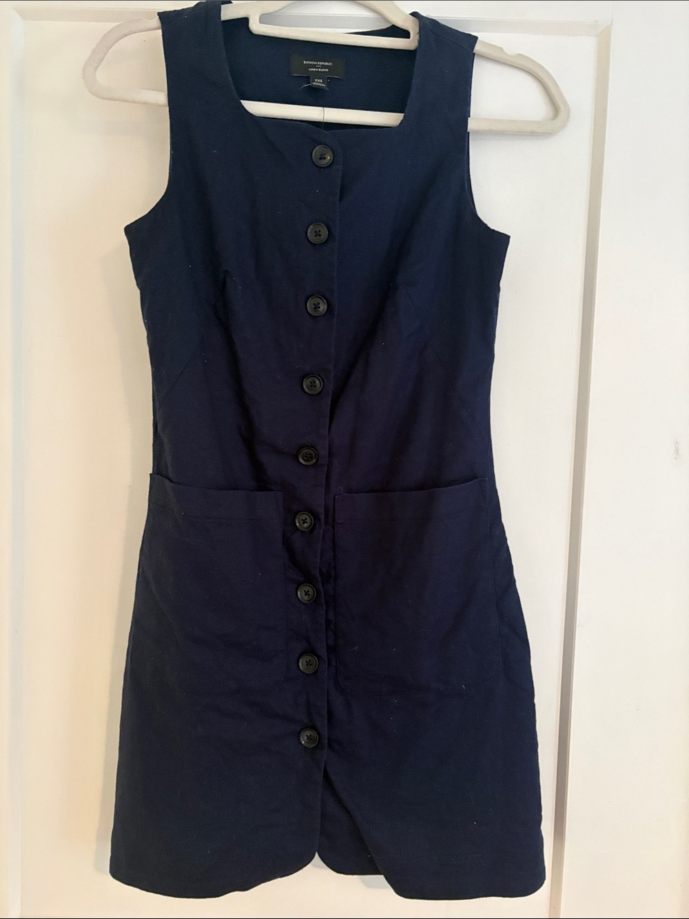 Banana Republic Navy Sleeveless Button-Front Dress
